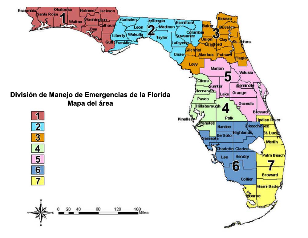 Mapa del Área de la División de Manejo de Emergencias de la Florida